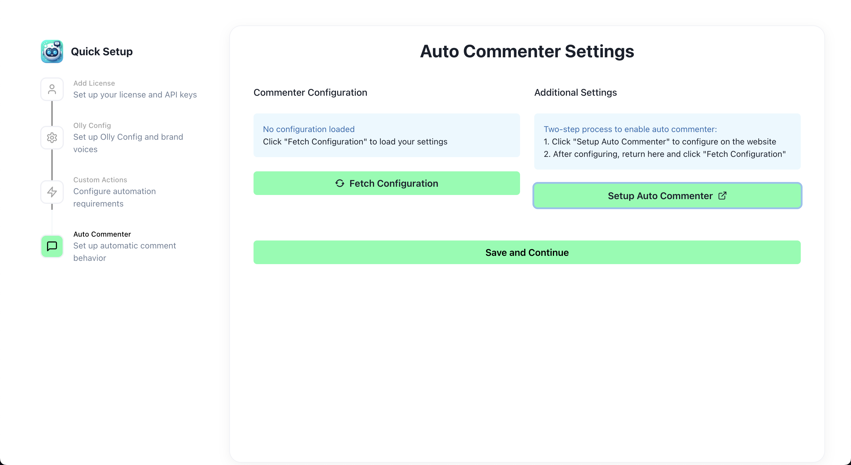 Auto Commenter Settings
