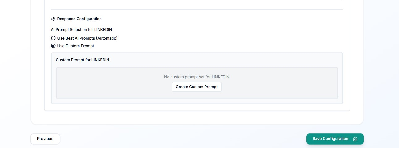LinkedIn Configuration - Content Tab