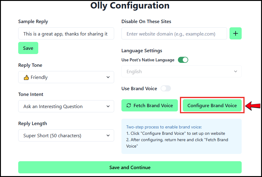 Configure Brand Voice