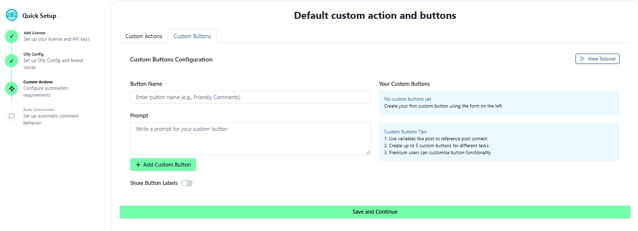 Custom Buttons Menu