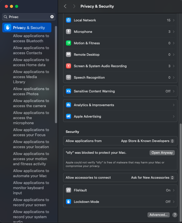 Privacy Settings