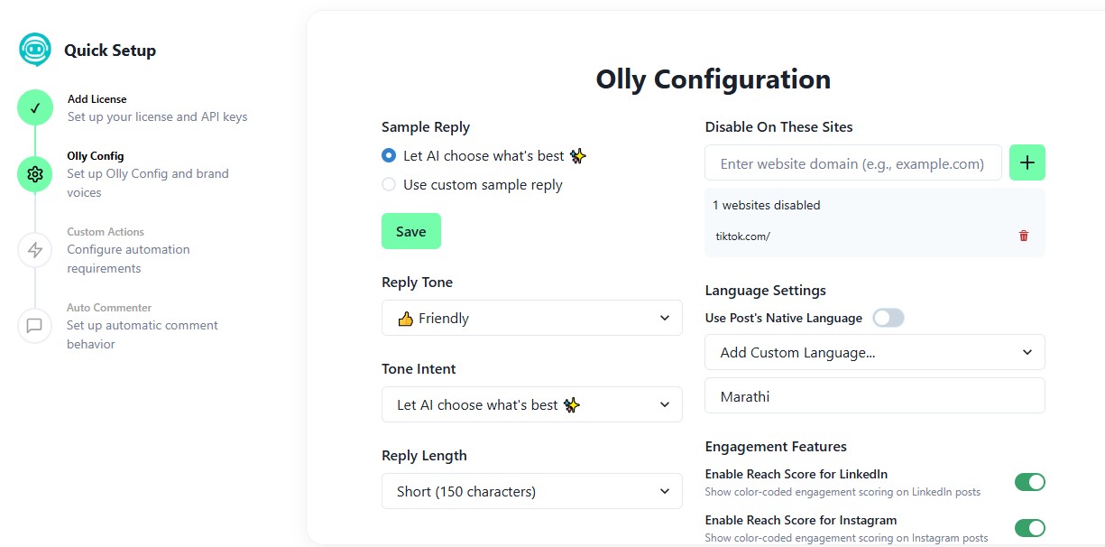 Open Olly Configuration