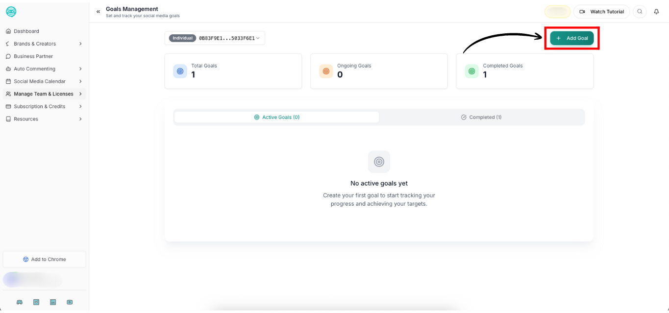 Click Create New Goal button